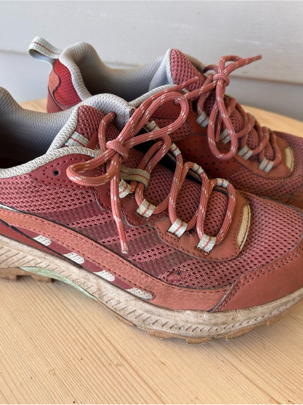 Merrell Red and Tan Mesh Lace-Up Sneakers